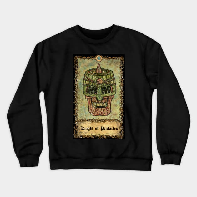 Knight Of pentacles. Eternal Bones Tarot Design (Colorful) Crewneck Sweatshirt by Mystic Arts